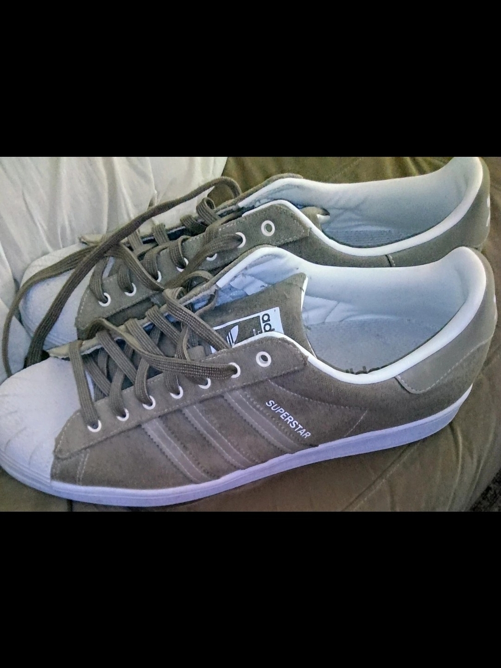 Adidas Superstar Men’s Khaki Suede Sneakers Size 14